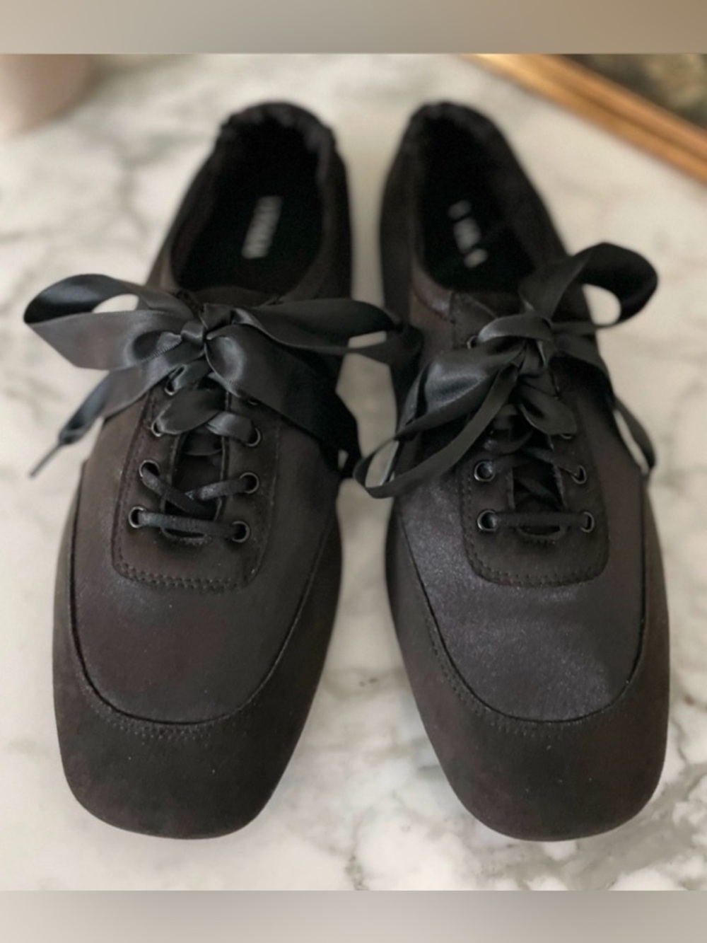 Vivaia Cristina Sneakerina Black Satin Ballet Sneaker Size 9 As seen Bella Hadid - Picture 3 of 13